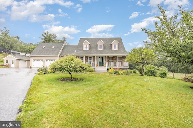 4229 Roundtop Rd, Elizabethtown, PA 17022 - new england style home with a porch, driveway, a front lawn, and an attached garage