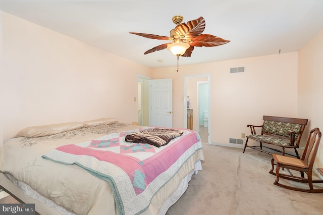 4229 Roundtop Rd, Elizabethtown, PA 17022 - bedroom with light colored carpet, ensuite bathroom, and a ceiling fan