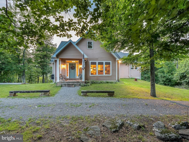 view of front of house with a front yard