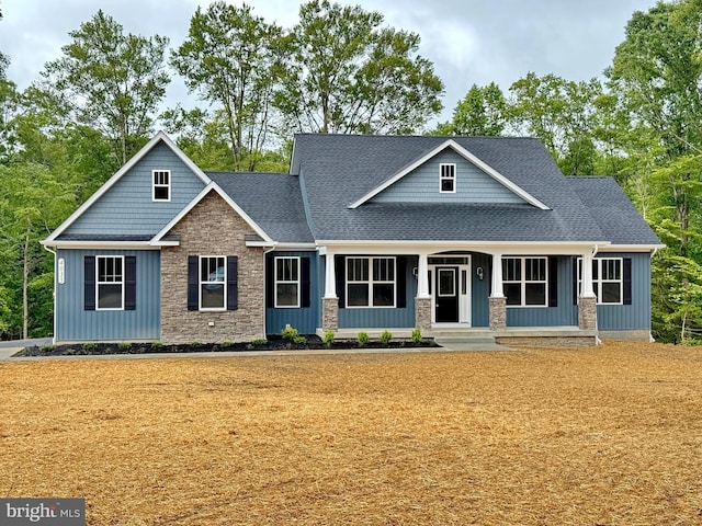 4035 Tamaron Ct, Brandywine, MD 20613 - craftsman inspired home with board and batten siding, stone siding, and roof with shingles