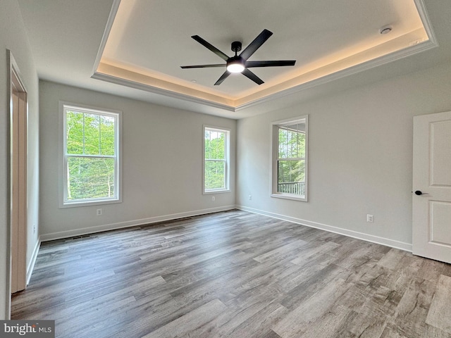 4035 Tamaron Ct, Brandywine, MD 20613 - spare room with a raised ceiling, wood finished floors, ceiling fan, baseboards, and a smoke detector