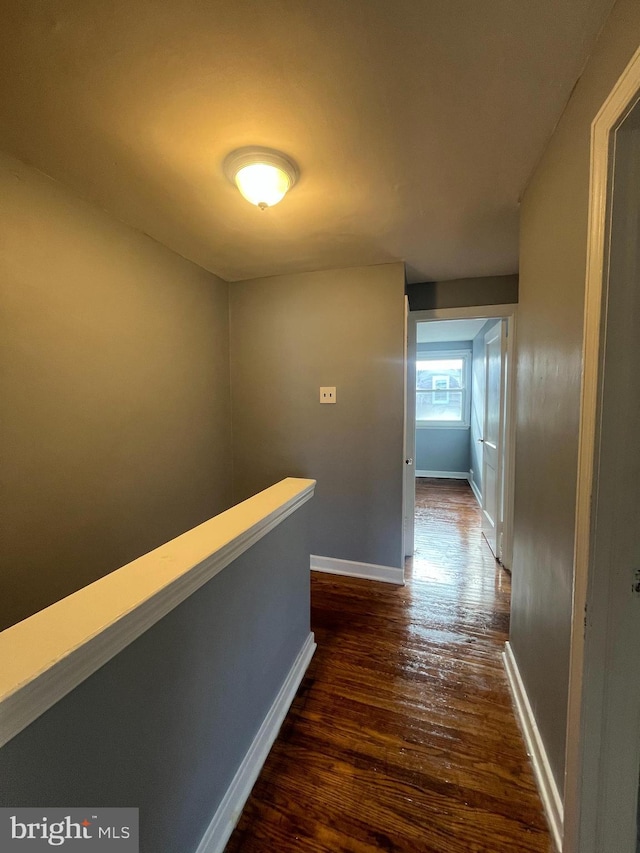 hallway featuring dark wood-type flooring