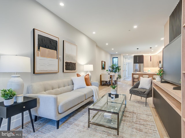 living room featuring light hardwood / wood-style flooring