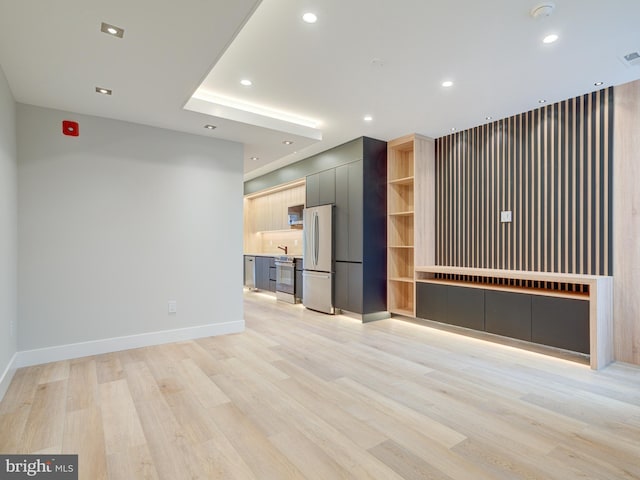 unfurnished living room featuring light hardwood / wood-style flooring