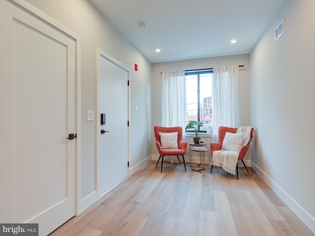 living area with light wood-type flooring