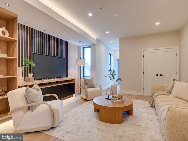 living room with light wood-type flooring