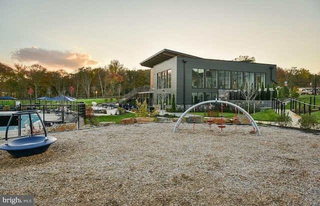 view of playground at dusk