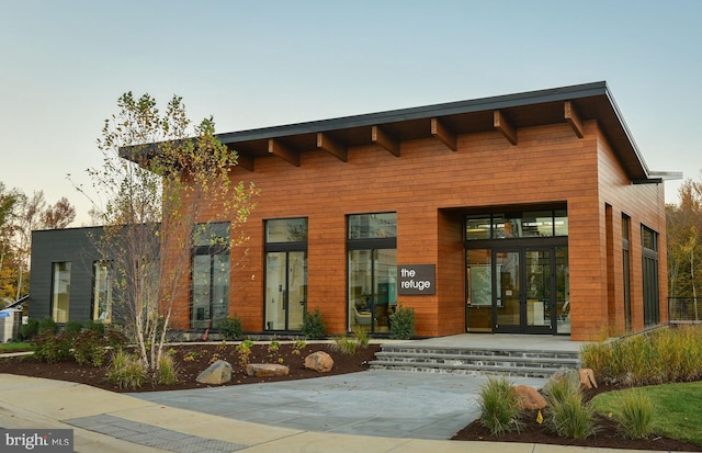 view of front facade featuring french doors