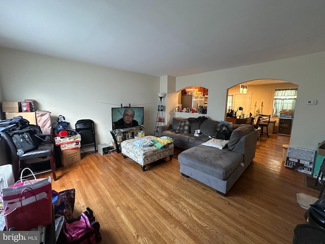 living room featuring hardwood / wood-style floors