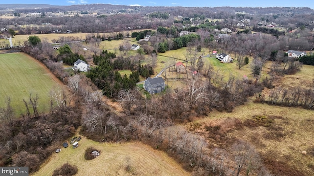 aerial view featuring a rural view