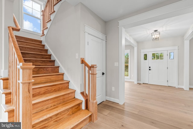 entrance foyer featuring light wood-type flooring