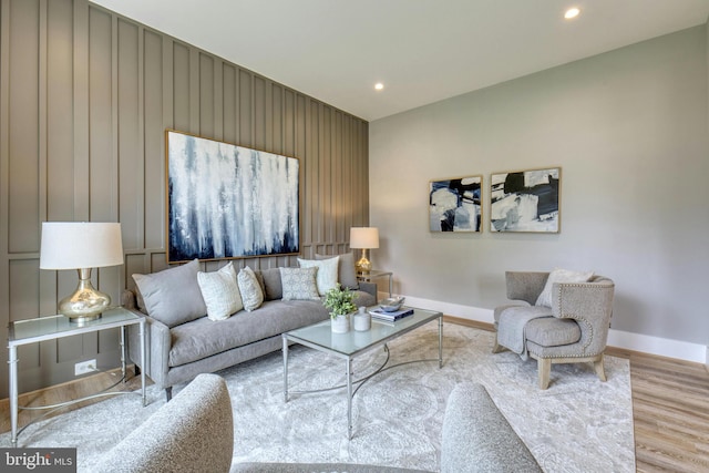 living room featuring light wood-type flooring