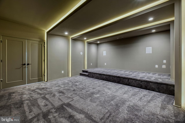 basement featuring carpet floors