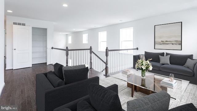 living room with hardwood / wood-style floors