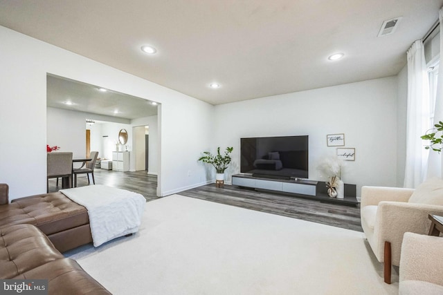 living room with hardwood / wood-style flooring