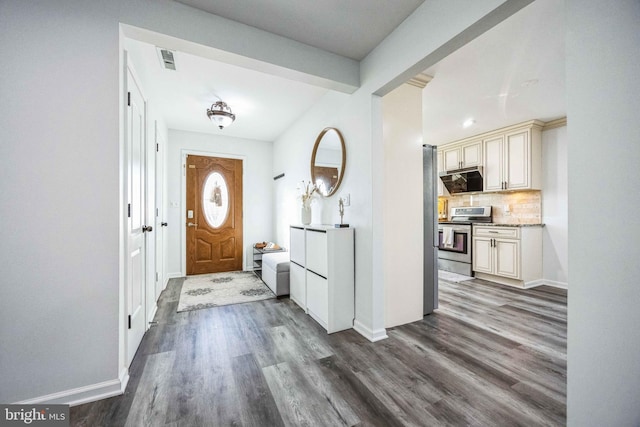 foyer entrance featuring dark hardwood / wood-style flooring