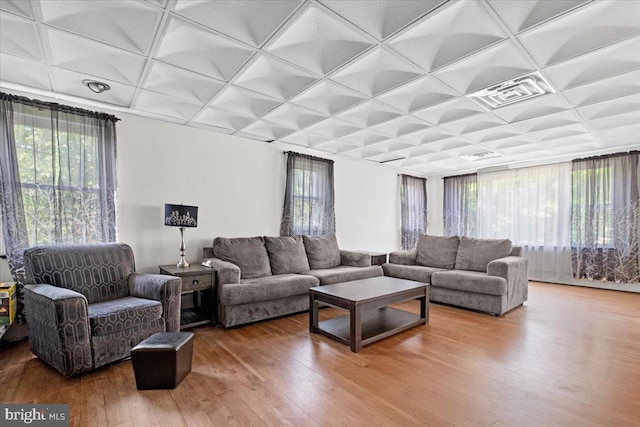 living room with hardwood / wood-style flooring