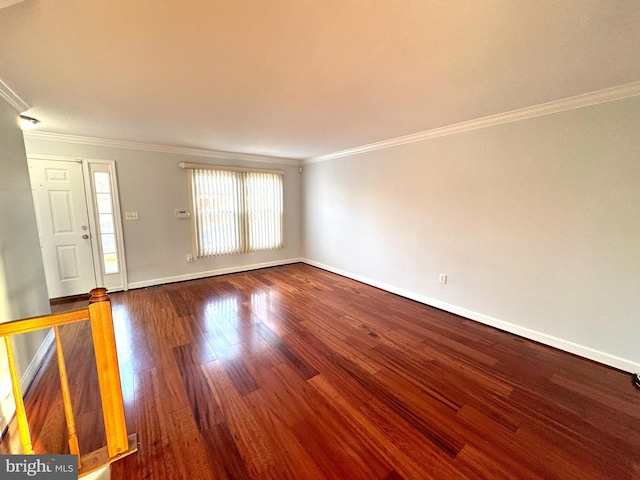 interior space featuring hardwood / wood-style floors and ornamental molding