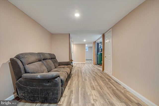 living room featuring light wood-type flooring