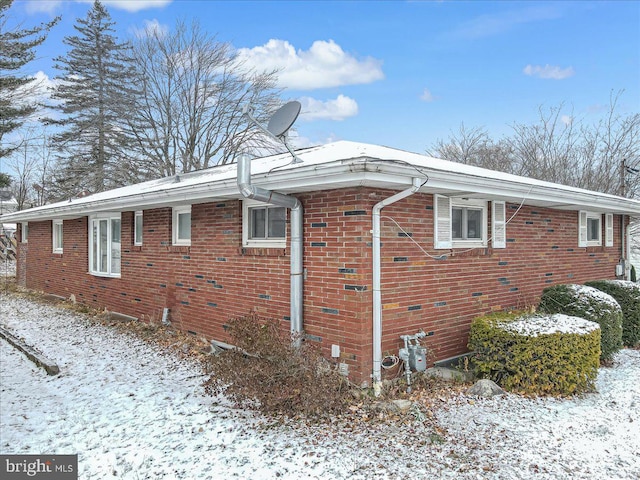 view of snow covered exterior