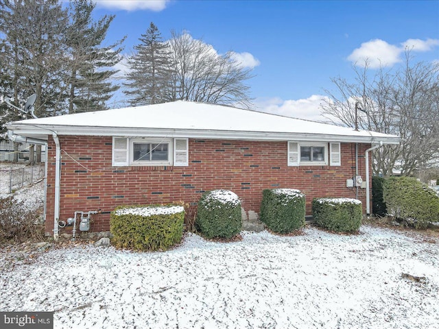 view of snow covered exterior