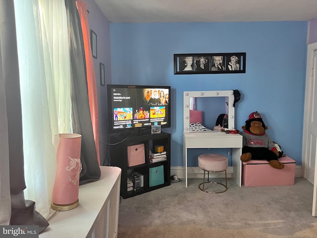 game room with carpet floors