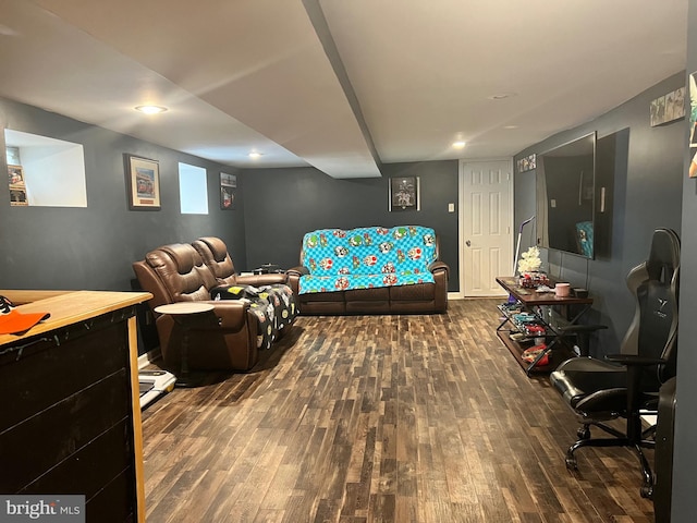 living room featuring dark hardwood / wood-style floors