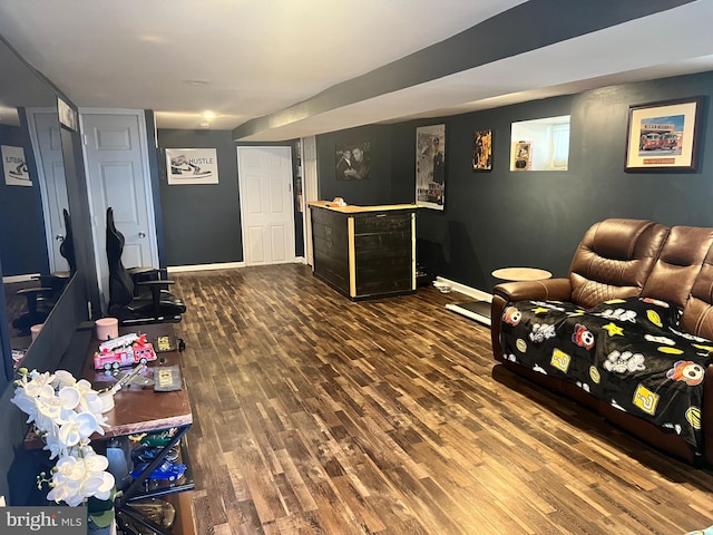 interior space with dark hardwood / wood-style flooring