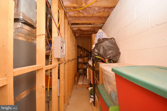 storage room featuring electric panel