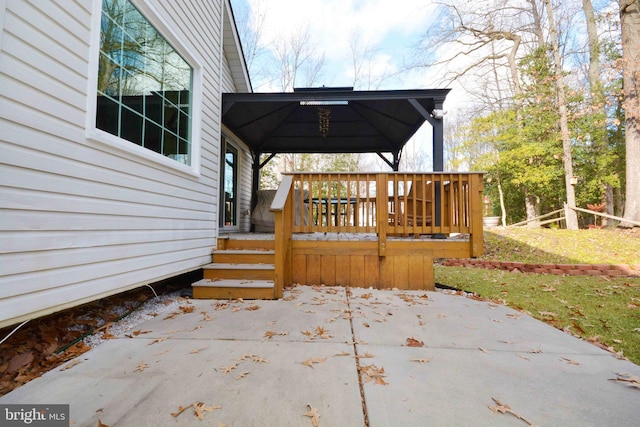 view of patio / terrace with a gazebo and a deck