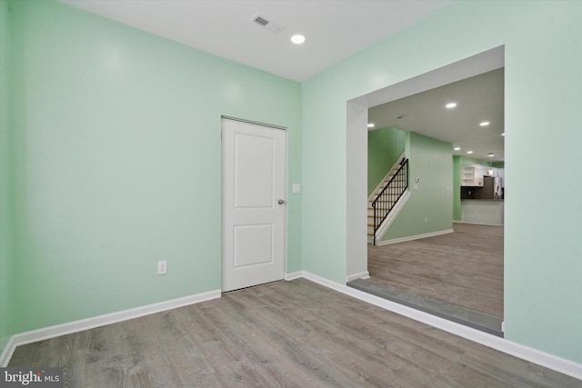 empty room featuring light hardwood / wood-style flooring