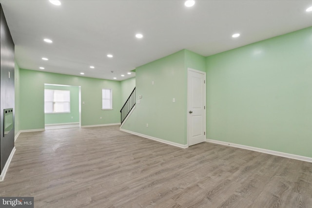 empty room with light wood-type flooring