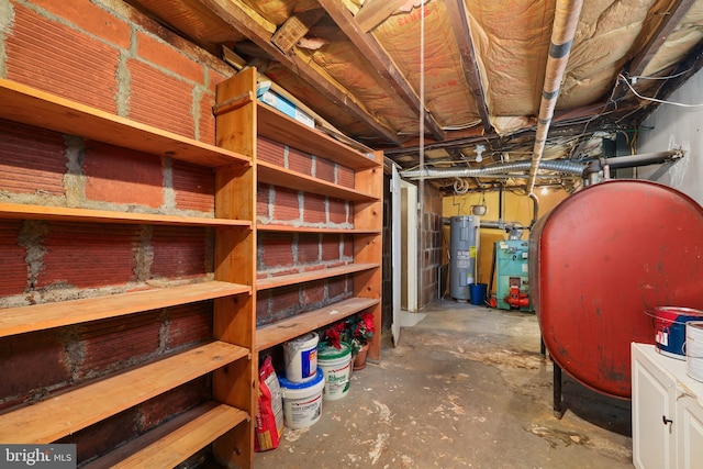 storage room featuring electric water heater