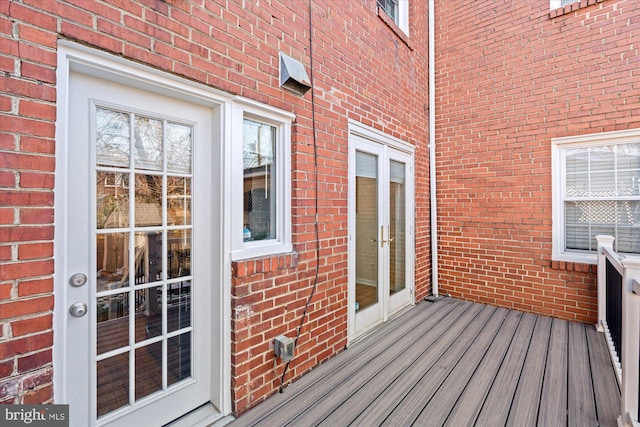 wooden terrace with french doors