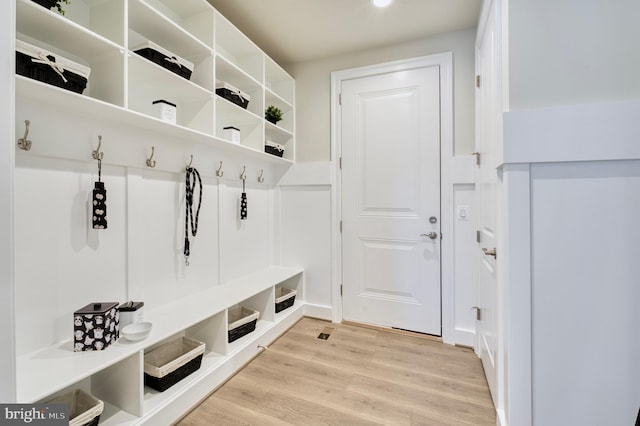 mudroom with light wood-type flooring