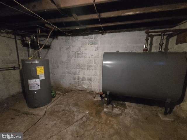 basement featuring water heater