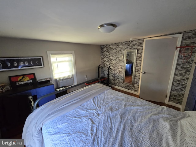 bedroom with cooling unit