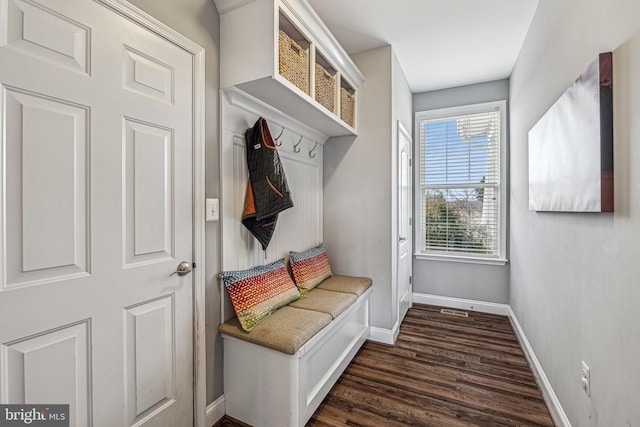 mudroom featuring dark hardwood / wood-style floors