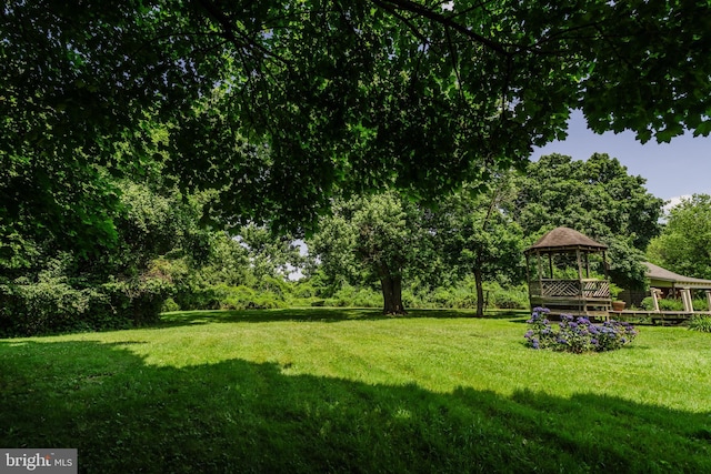 view of yard with a gazebo