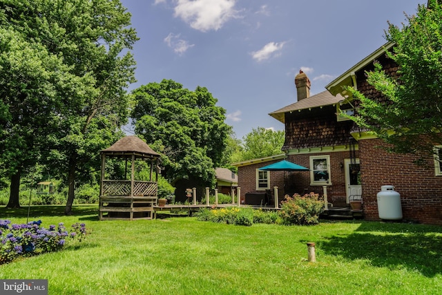 view of yard with a gazebo