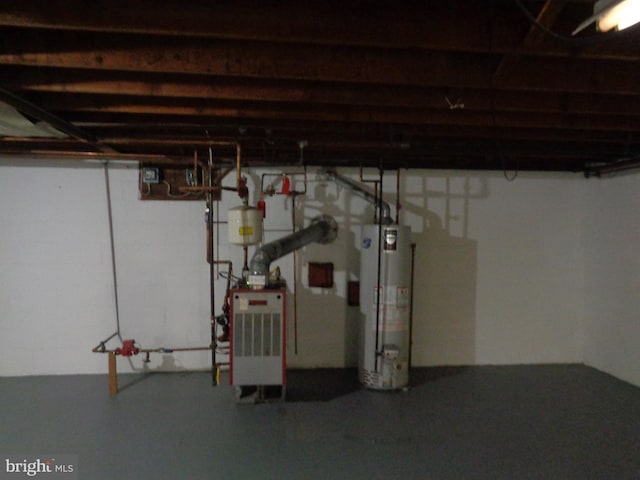 basement featuring water heater