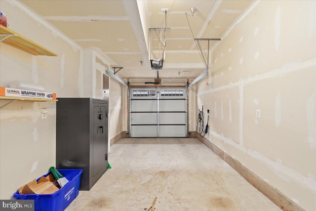 garage with a garage door opener