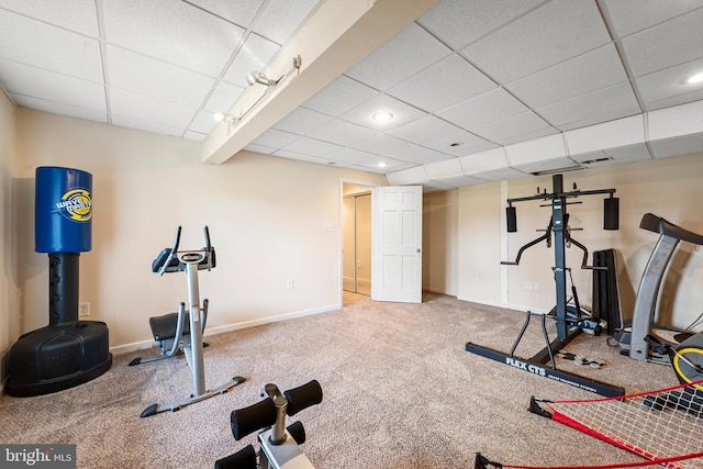 exercise area featuring carpet