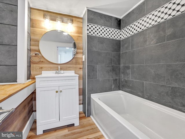 bathroom featuring wood-type flooring and vanity