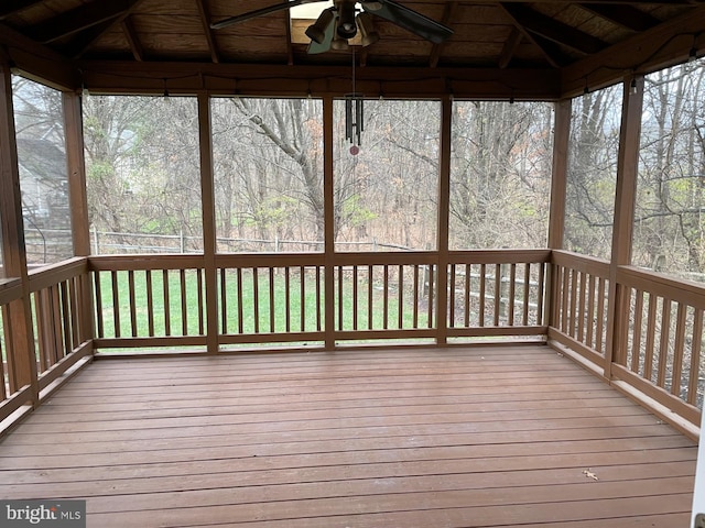 deck with a gazebo and ceiling fan