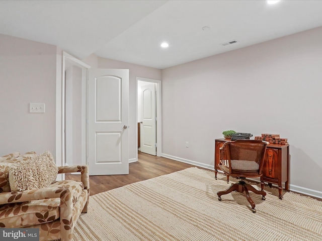 living area with light wood-type flooring