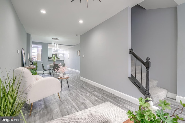 living room with light wood-type flooring