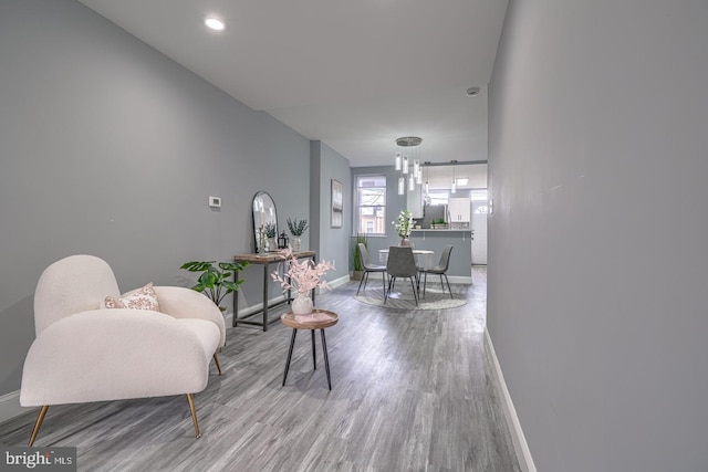 living area featuring hardwood / wood-style flooring