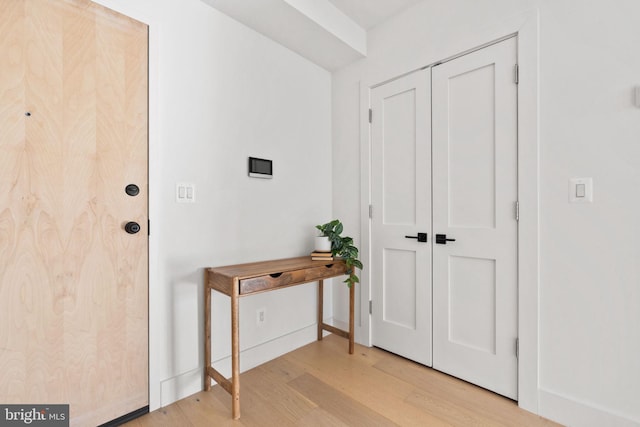 entrance foyer with light wood-type flooring