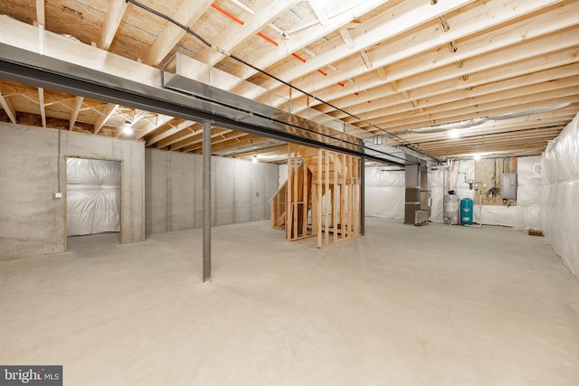 basement with electric panel